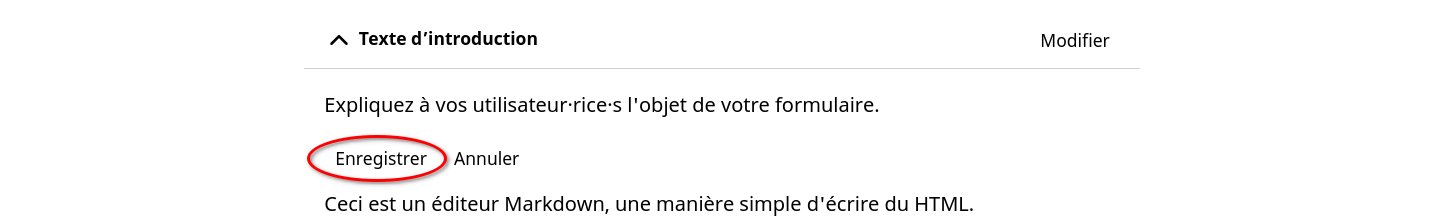 endroit de la présentation où se trouve le bouton enregistrer